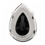 8x6mm Aurora A4320 Drop set crystal - Rhodium - Jet x1