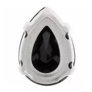 8x6mm Aurora A4320 Drop set crystal - Rhodium - Jet x1