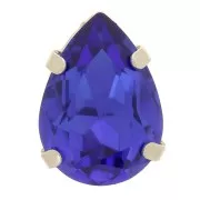 8x6mm Aurora A4320 Drop set crystal - Rhodium - Capri Blue x1