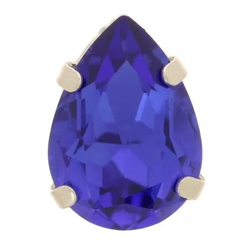 8x6mm Aurora A4320 Drop set crystal - Rhodium - Capri Blue x1