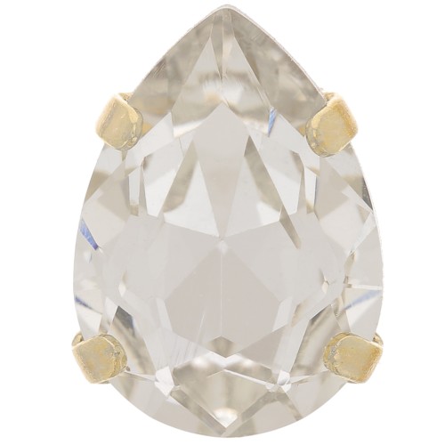 14x10mm Aurora A4320 Drop set crystal - Rhodium Gold Tone - Crystal x1