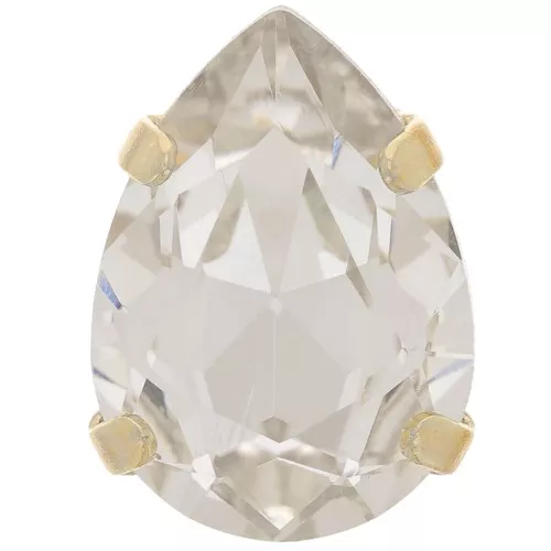 14x10mm Aurora A4320 Drop set crystal - Rhodium Gold Tone - Crystal x1