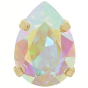 14x10mm Aurora A4320 Drop set crystal - Rhodium Gold Tone - Crystal AB x1|raw }}