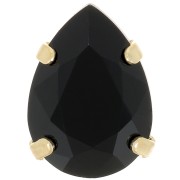 14x10mm Aurora A4320 Drop set crystal - Rhodium Gold Tone - Jet x1