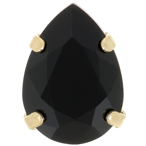 14x10mm Aurora A4320 Drop set crystal - Rhodium Gold Tone - Jet x1