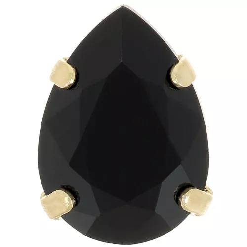 14x10mm Aurora A4320 Drop set crystal - Rhodium Gold Tone - Jet x1