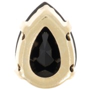 14x10mm Aurora A4320 Drop set crystal - Rhodium Gold Tone - Jet x1