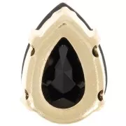 14x10mm Aurora A4320 Drop set crystal - Rhodium Gold Tone - Jet x1