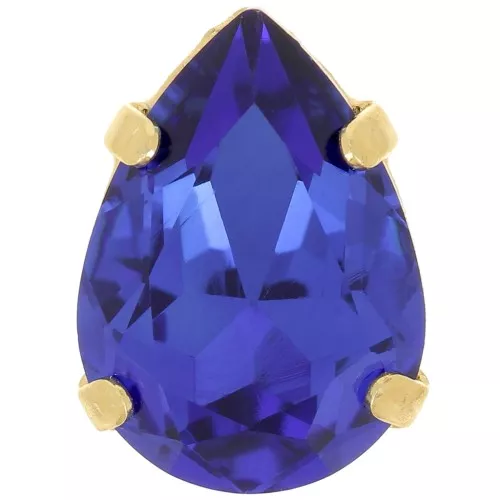 14x10mm Aurora A4320 Drop set crystal - Rhodium Gold Tone - Capri Blue x1