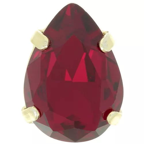 14x10mm Aurora A4320 Drop set crystal - Rhodium Gold Tone - Ruby x1