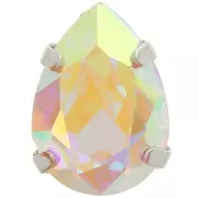 14x10mm Aurora A4320 Drop set crystal - Rhodium - Crystal AB x1