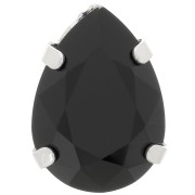 14x10mm Aurora A4320 Drop set crystal - Rhodium - Jet x1|raw }}