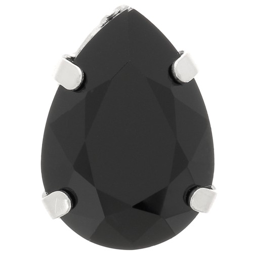 14x10mm Aurora A4320 Drop set crystal - Rhodium - Jet x1