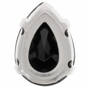 14x10mm Aurora A4320 Drop set crystal - Rhodium - Jet x1