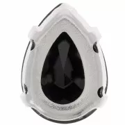 14x10mm Aurora A4320 Drop set crystal - Rhodium - Jet x1