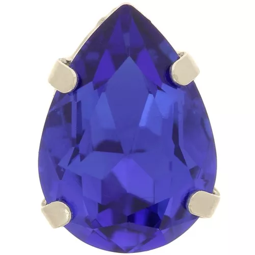 14x10mm Aurora A4320 Drop set crystal - Rhodium - Capri Blue x1
