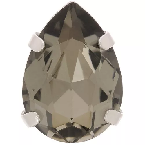 14x10mm Aurora A4320 Drop set crystal - Rhodium - Black Diamond x1