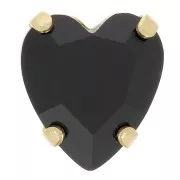 11x10mm Aurora A4831 Antique Heart set crystal - Gold Tone - Jet x1