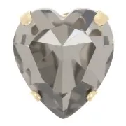 11x10mm Aurora A4831 Antique Heart set crystal - Gold Tone - Black Diamond x1