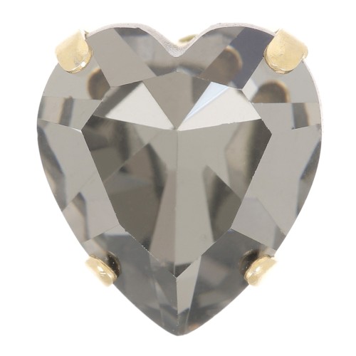 11x10mm Aurora A4831 Antique Heart set crystal - Gold Tone - Black Diamond x1