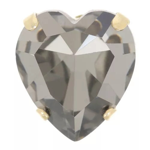 11x10mm Aurora A4831 Antique Heart set crystal - Gold Tone - Black Diamond x1