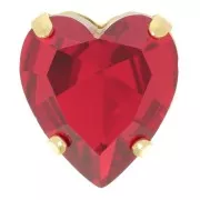 11x10mm Aurora A4831 Antique Heart set crystal - Gold Tone - Ruby x1