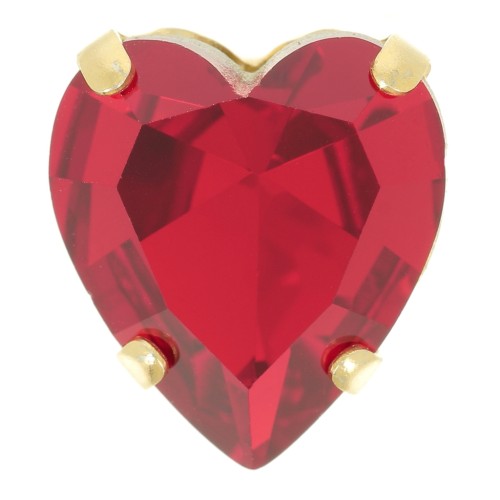 11x10mm Aurora A4831 Antique Heart set crystal - Gold Tone - Ruby x1