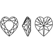 11x10mm Aurora A4831 Antique Heart set crystal - Gold Tone - Ruby x1