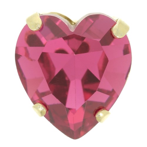 11x10mm Aurora A4831 Antique Heart set crystal - Gold Tone - Pink x1