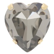 15.5x14mm Aurora A4831 Antique Heart set crystal - Gold Tone - Black Diamond x1|raw }}