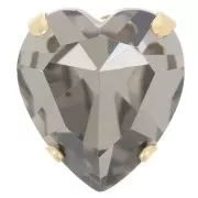 15.5x14mm Aurora A4831 Antique Heart set crystal - Gold Tone - Black Diamond x1