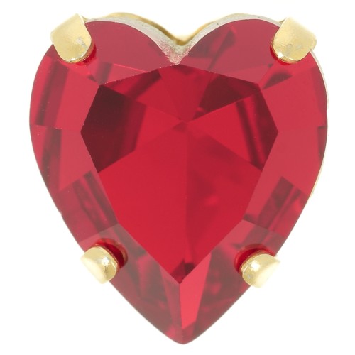 15.5x14mm Aurora A4831 Antique Heart set crystal - Gold Tone - Ruby x1