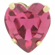 15.5x14mm Aurora A4831 Antique Heart set crystal - Gold Tone - Pink x1