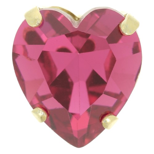 15.5x14mm Aurora A4831 Antique Heart set crystal - Gold Tone - Pink x1