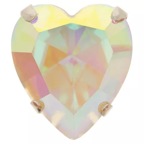 15.5x14mm Aurora A4831 Antique Heart set crystal - Rhodium - Crystal AB x1