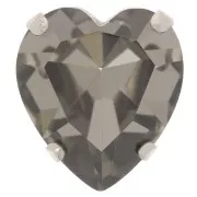15.5x14mm Aurora A4831 Antique Heart set crystal - Rhodium - Black Diamond x1