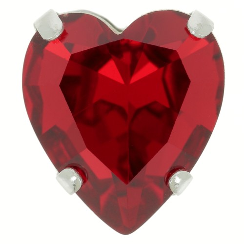 15.5x14mm Aurora A4831 Antique Heart set crystal - Rhodium - Ruby x1
