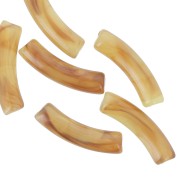 32x8mm Curved tube beads in transparent Acrylic - marbled Brown x6|raw }}