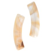 32x8 Curved tube beads in opaque acrylic - Marbled Beige - Brown x6