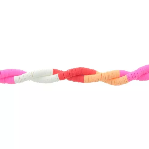 Heishi beads polymer clay rondelles 6x1 mm - Mix n°1 - Red - Pink x39cm