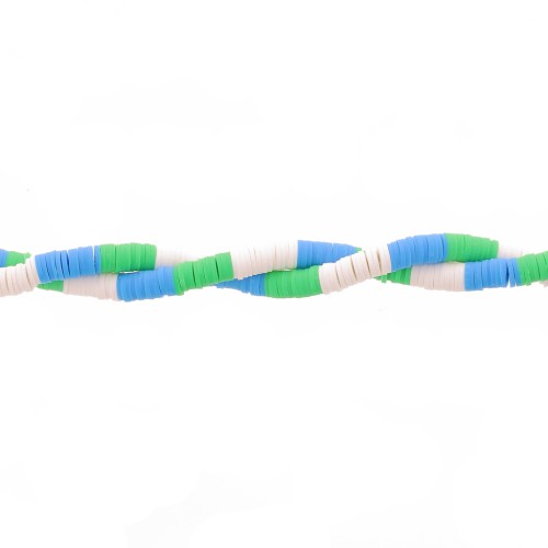 Heishi beads polymer clay rondelles 6x1 mm - Mix n°2 - Blue - Green x39cm