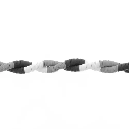 Heishi beads polymer clay rondelles 6x1 mm - Mix n°3 - Black - White x39cm
