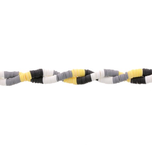 Heishi beads polymer clay rondelles 6x1 mm - Mix n°4 - Black - Yellow x39cm
