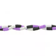 6x1mm Heishi polymer clay rondelle beads - Mix n°5 - Black - Purple x39cm