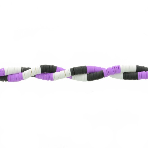6x1mm Heishi polymer clay rondelle beads - Mix n°5 - Black - Purple x39cm