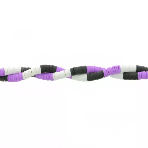 Heishi beads polymer clay rondelles 6x1 mm - Mix n°5 - Black - Purple x39cm