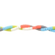 6x1mm Heishi polymer clay rondelle beads Mix n°8 - Fluorescent coral - Blue x39cm