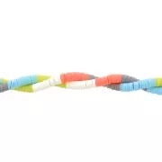 Heishi polymer clay beads rondelles 6x1 mm Mix n°8 - Neon coral - Blue x39cm