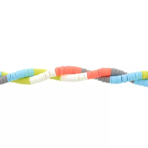 Heishi polymer clay beads rondelles 6x1 mm Mix n°8 - Neon coral - Blue x39cm