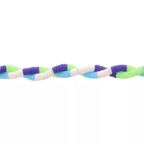 Heishi beads polymer clay rondelles 6x1mm - Mix n°9 - Multi blue - Green x39cm